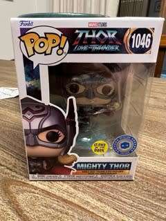 MIGHTY THOR FUNKO POP! THOR LOVE AND THUNDER! GLOWS IN THE DARK, POP IN A BOX EXCLUSIVE!