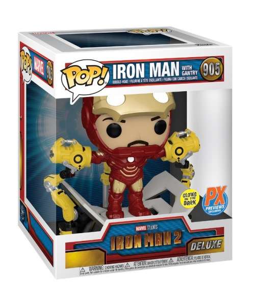 IRON MAN WITH GANTRY!!IRON MAN!!FUNKO POP!! DELUXE!! GITD!! PX EXCLUSIVE!!