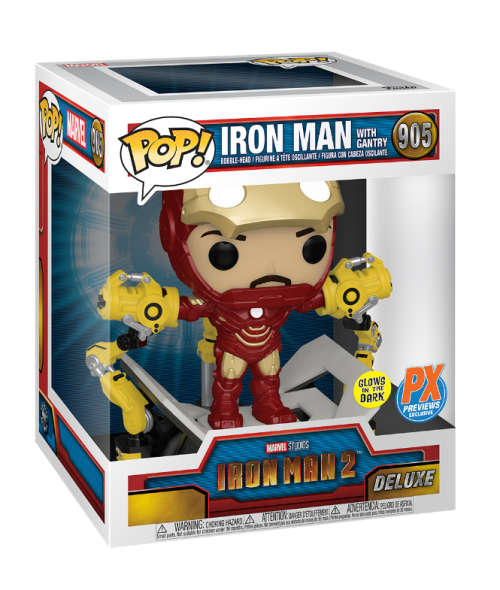 IRON MAN WITH GANTRY!!IRON MAN!!FUNKO POP!! DELUXE!! GITD!! PX EXCLUSIVE!!
