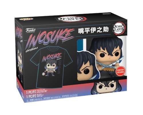INOSUKE!!DEMON SLAYER!!FUNKO POP!! T SHIRT BUNDLE GAMESTOP EXCLUSIVE!!