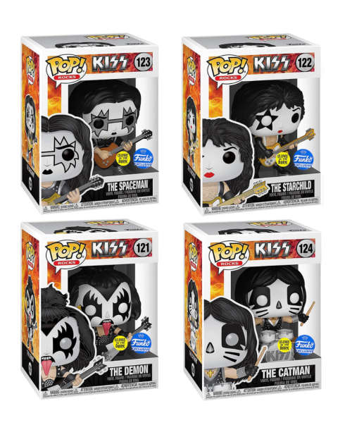 KISS BUNDLE!! MUSIC!!FUNKO POP!! GLOWS IN THE DARK!! FUNKO EXCLUSIVE!!