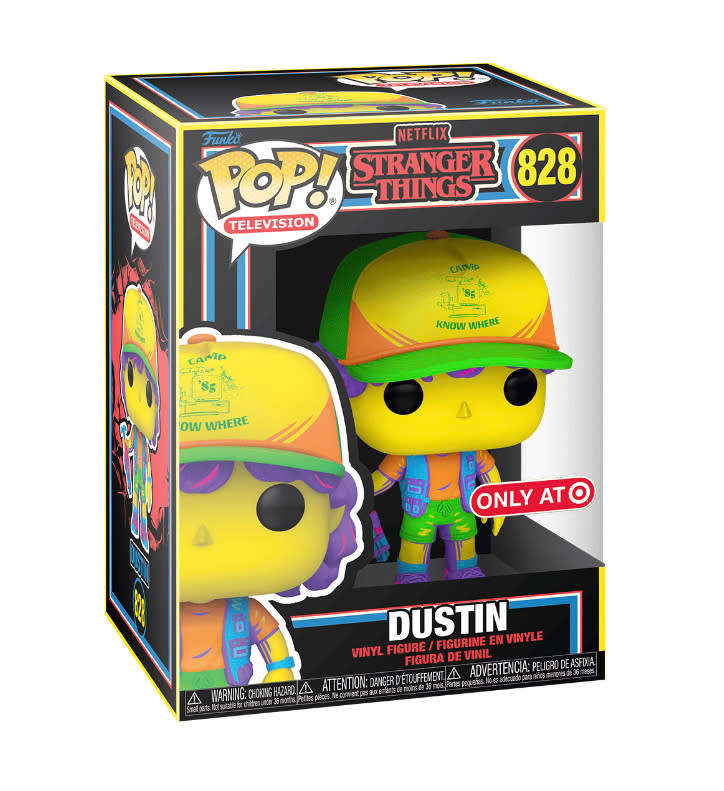 DUSTIN!! STRANGER THINGS!! FUNKO POP!! TARGET EXCLUSIVE!! BLACKLIGHT!!