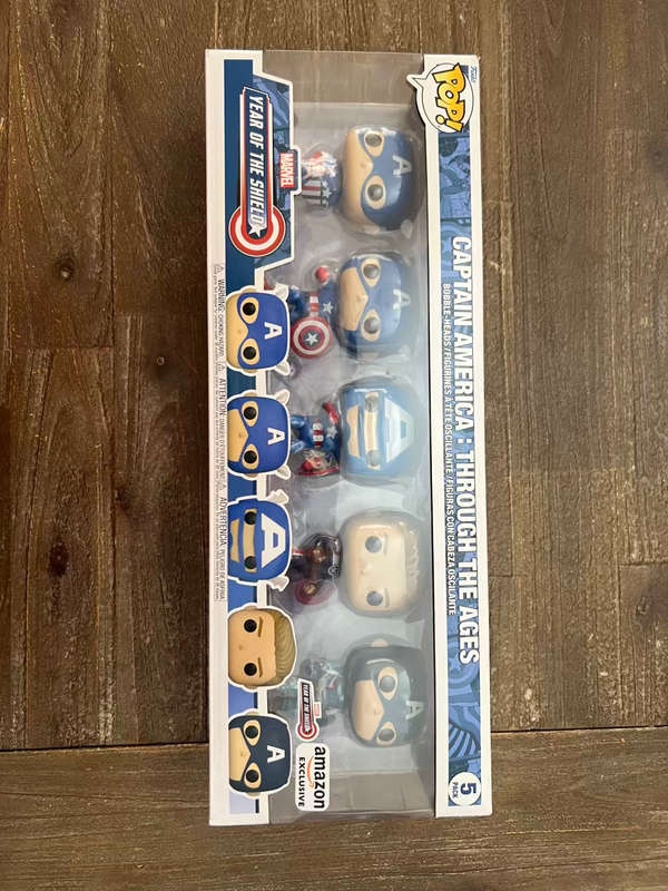 CAPTAIN AMERICA!!CAPTAIN AMERICA!!FUNKO POP!! 5 PACK !! AMAZON EXCLUSIVE!!
