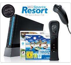 Nintendo Wii Console (Black) with Wii Sports + Wii Sports Resort and Motion Plus Controller (Wii)