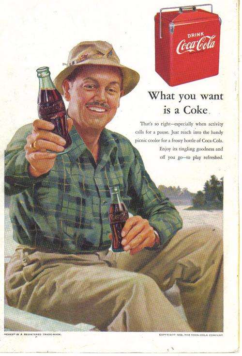 1952 GREAT OLD COCA-COLA AD TO FRAME FOR YOUR COLLECTION.250 X170MM
