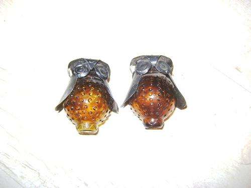 SMOKED GLASS SALT AND PEPPER OWLS