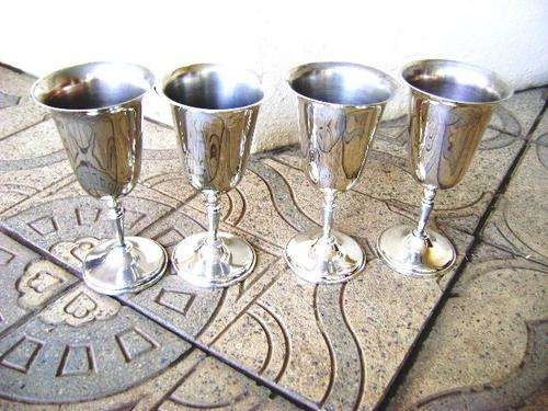 4 SILVER PLATE WINE GOBLETS