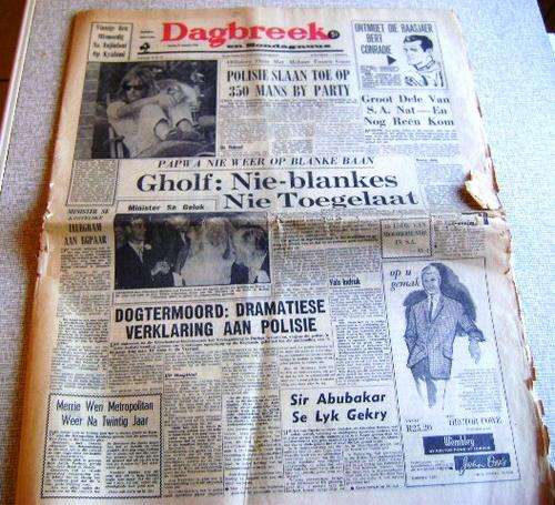 1966 DAGBREEK EN SONDAGNUUSG NEWSPAPER SEE PHOTOS BELOW FOR COVERAGE.