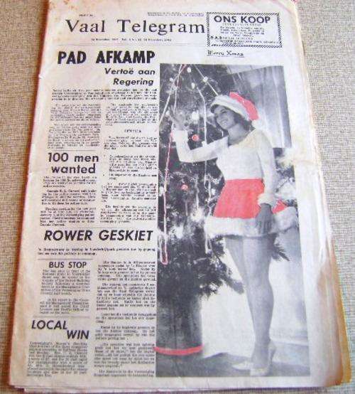 1962 VAAL TELEGRAM NEWSPAPER SEE PHOTOS BELOW FOR COVERAGE.