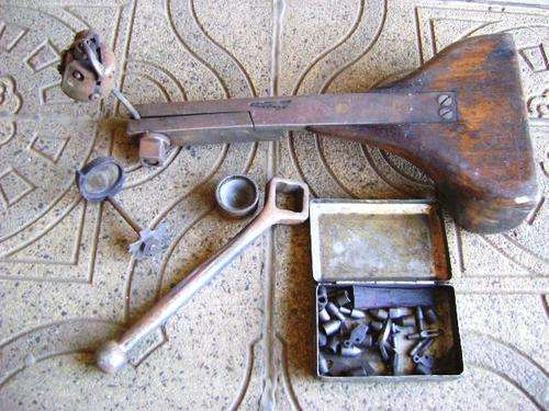 ANTIQUE DIAMOND CUTTING WHEEL ARM AND TOOLS LOT