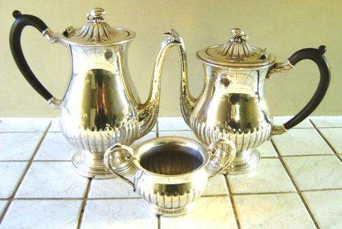 EXCELLENT EPNS EMESS COFFEE, TEA POTS AND SUGAR BOWL