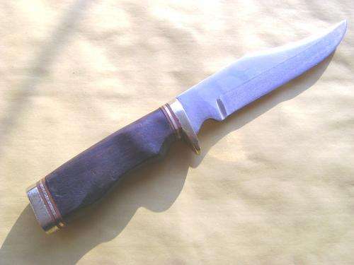 VINTAGE BRASS AND HARDWOOD HANDLE HUNTING DAGGER