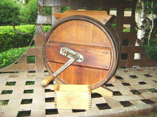 ANTIQUE WHITE CEDAR BARREL BUTTER CHURN AND MOLD.