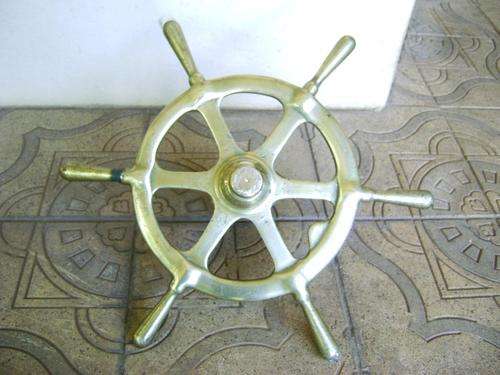 VINTAGE SHIP'S SOLID BRASS STEERING WHEEL