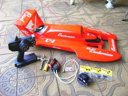 MISS BUDWEISER FULL R/C NITRO SPEED BOAT PULL START RUNS 30-35 MPH