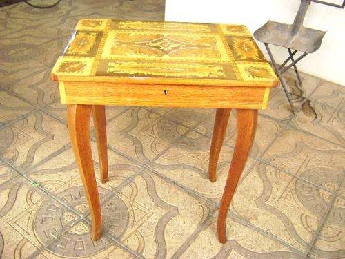 ITALIAN 'INLAY' HABERDASHERY SIDE TABLE WITH MUSIC BOX