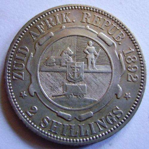 1892 ZAR KRUGER 2 SHILLING/FLORIN