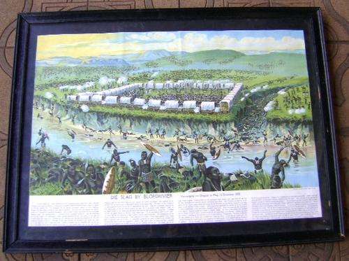 VINTAGE LARGE 'SLAG VAN BLOEDRIVIER' PRINT IN AFRIKAANS
