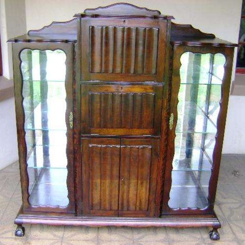 SOLID OLD BALL AND CLAW ENGLISH DISPLAY AND DRINKS CABINET