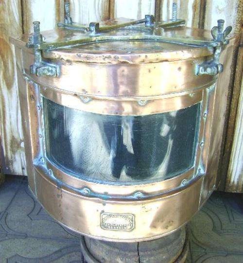 PRE WW 2 ERA !!1938 GLASGOW  HEAVY COPPER AND BRASS SHIP'S STARBOARD LANTERN