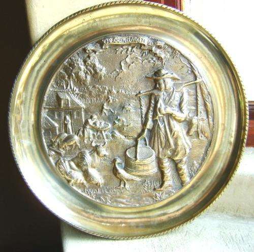 VINTAGE SOLID BRASS PLAQUE DE LANDMAN 1649-1712 BY J.D.D.