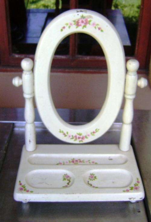 VINTAGE SMALL HAND PAINTED VANITY MIRROR STAND