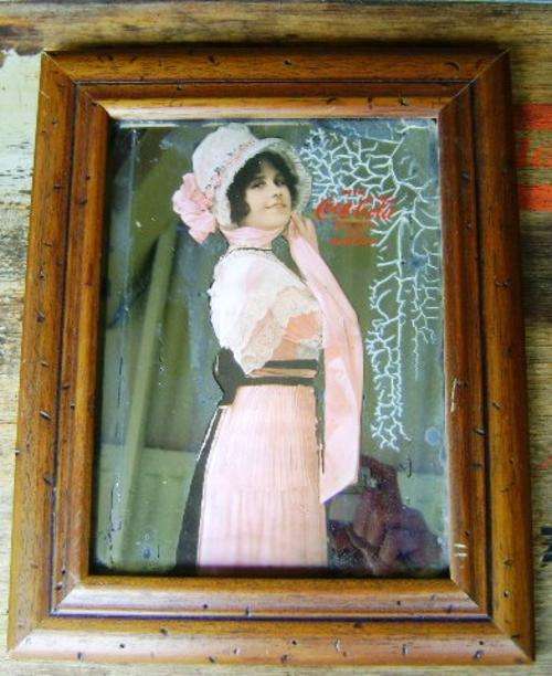 CUTE VINTAGE IN-LAID GIRL COCA-COLA MIRROR.