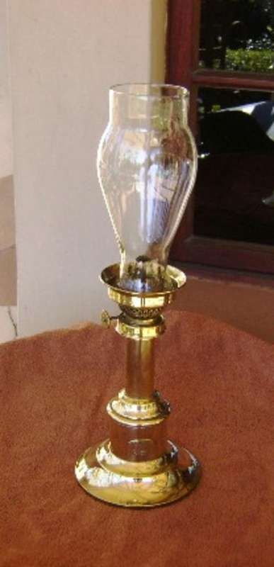 ANTIQUE ESTABLISHED 1842 G V HARNISCH EFTF KJOBENHAVN 5418 OIL LAMP IN HEAVY BRASS