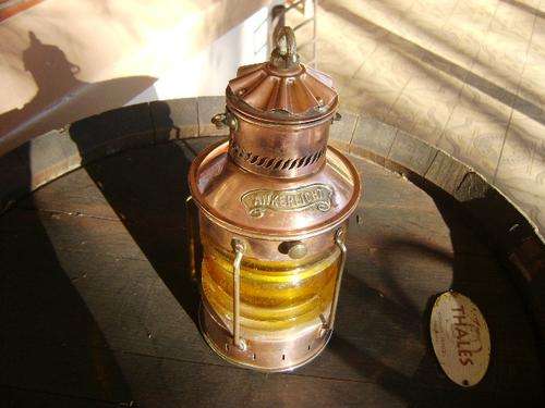 VINTAGE DEN HAAN ROTTERDAM SHIP'S ANKERLIGHT IN RED COPPER. SINCE 1922