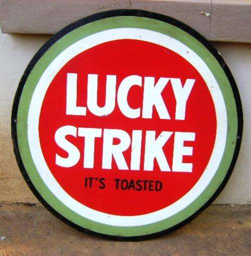VINTAGE ORIGINAL LUCKY STRIKE ENAMEL TINPLATE SIGN
