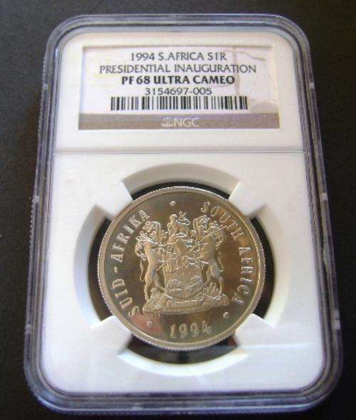 1994 PRES. INAUGURATION R1 SILVER WEAK STRIKE FEINT STEPS AND NO DOORS PF68UC NGC