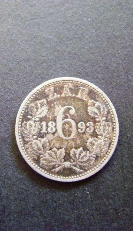 1893 ZAR KRUGER SIXPENCE SILVER COIN