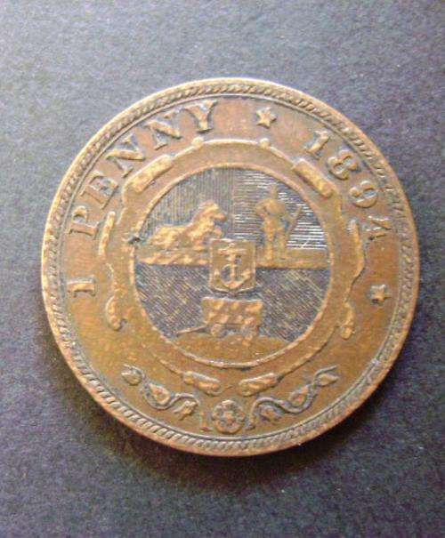 1894 ZAR KRUGER 1 PENNY COIN
