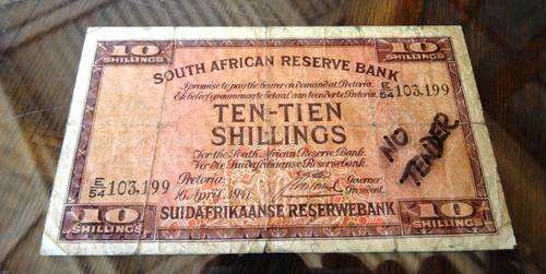 16 APRIL 1941 SOUTH AFRICA 10 SHILLINGS NOTE