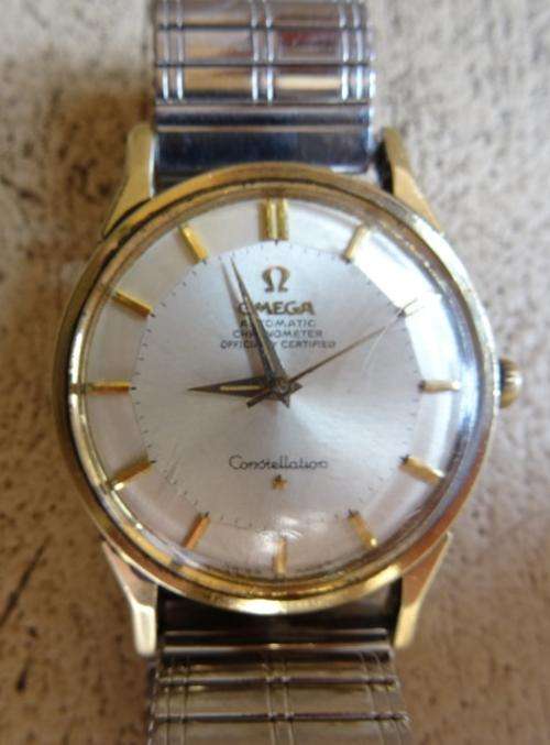 1960'S OMEGA CONSTELLATION PIE PAN GOLD AND STAINLESS STEEL WATCH 551 CALIBER