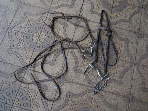 2 OLD HORSE BITS WITH LEATHER