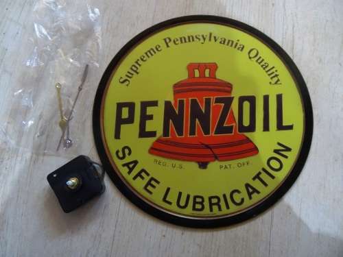 EXCLUSIVE VINTAGE STYLE PENNZOIL LP CLOCK WITH WORKS AND HANDS
