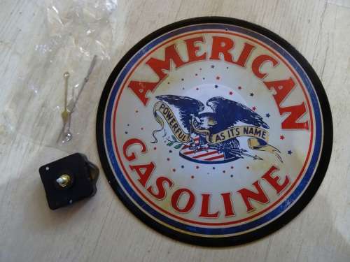 EXCLUSIVE VINTAGE STYLE AMERICAN GASOLINE  LP CLOCK WITH WORKS AND HANDS