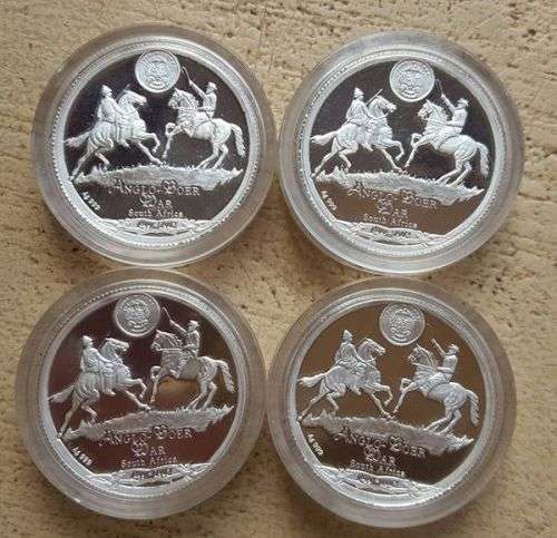 4 X BOER WAR PROOF MEDALLIONS IN SILVER ONLY 300 MINTED