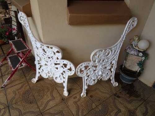 VINTAGE SOLID ALUMINIUM BENCH ENDS