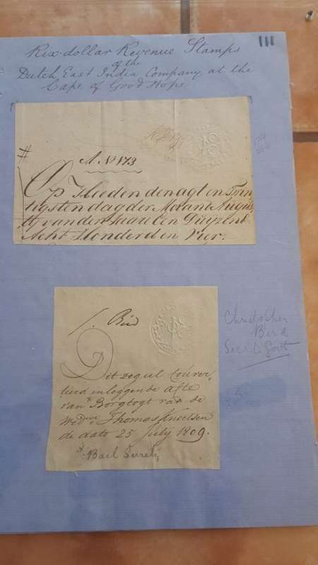 RARE 1714-1791 VOC AND COGH EMBOSSED REVENUE STAMPS DOUBLE MOUNTED COLLECTION