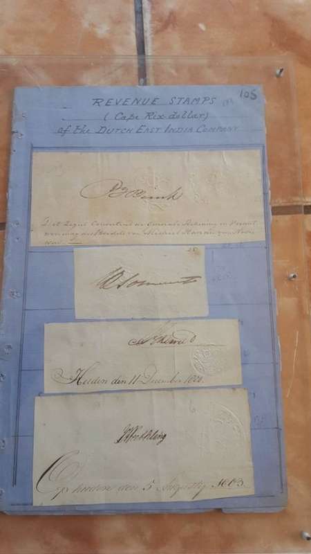 RARE 1714-1791 VOC AND COGH EMBOSSED REVENUE STAMPS DOUBLE MOUNTED COLLECTION