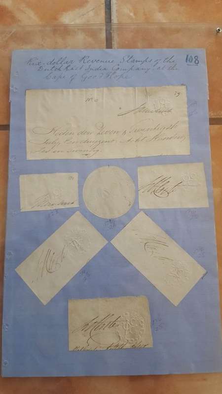 RARE 1714-1791 VOC AND COGH EMBOSSED REVENUE STAMPS DOUBLE MOUNTED COLLECTION