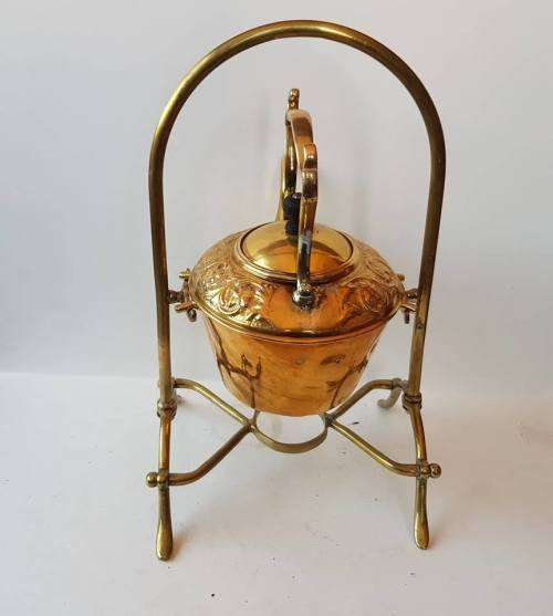 VICTORIAN TYPE TIPPING BRASS KETTLE