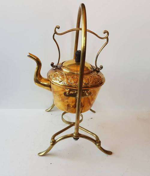 VICTORIAN TYPE TIPPING BRASS KETTLE