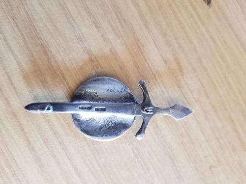 VINTAGE SILVER VIKING BROOCH, NO PIN.