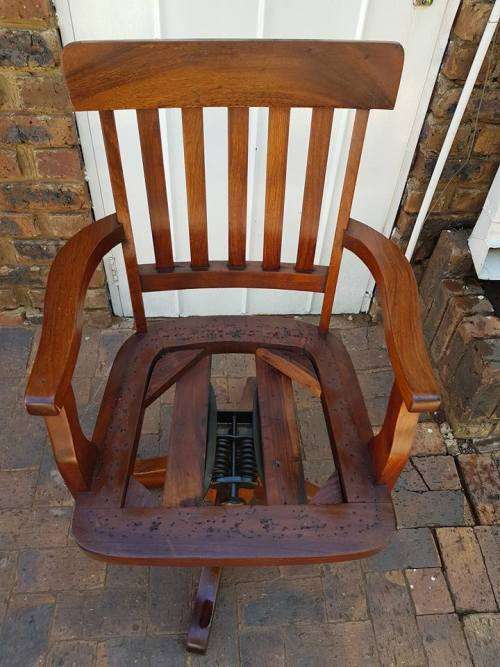 ANTIQUE TEAK OFFICE SWIVEL CHAIR