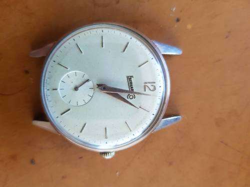 RARE 1950'S EBERHARD SWISS CAL 137 9 CT ROSE GOLD CAPPED MEN'S WATCH 38 MM DIA.