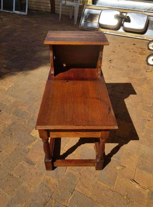 VINTAGE OAK TELEPHONE TABLE AND SEAT