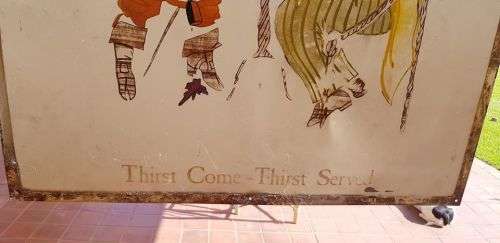 VERY OLD LITHO WALES TROFARTH PUB AND GRILL SIGN. DOUBLE SIDED. 1000 X 1000 MM